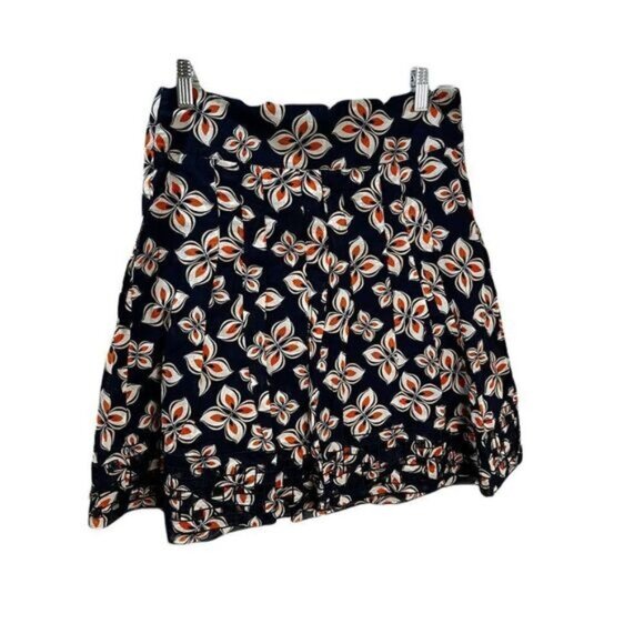 Ann‎ Taylor Navy and Orange Floral Skirt Size 0 - Picture 1 of 7
